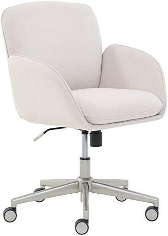 Amazon Brand – Rivet Modern Upholstered Swivel Home Office Task Chair, 25.5"W, Beige with Nickel Fin | Amazon (US)