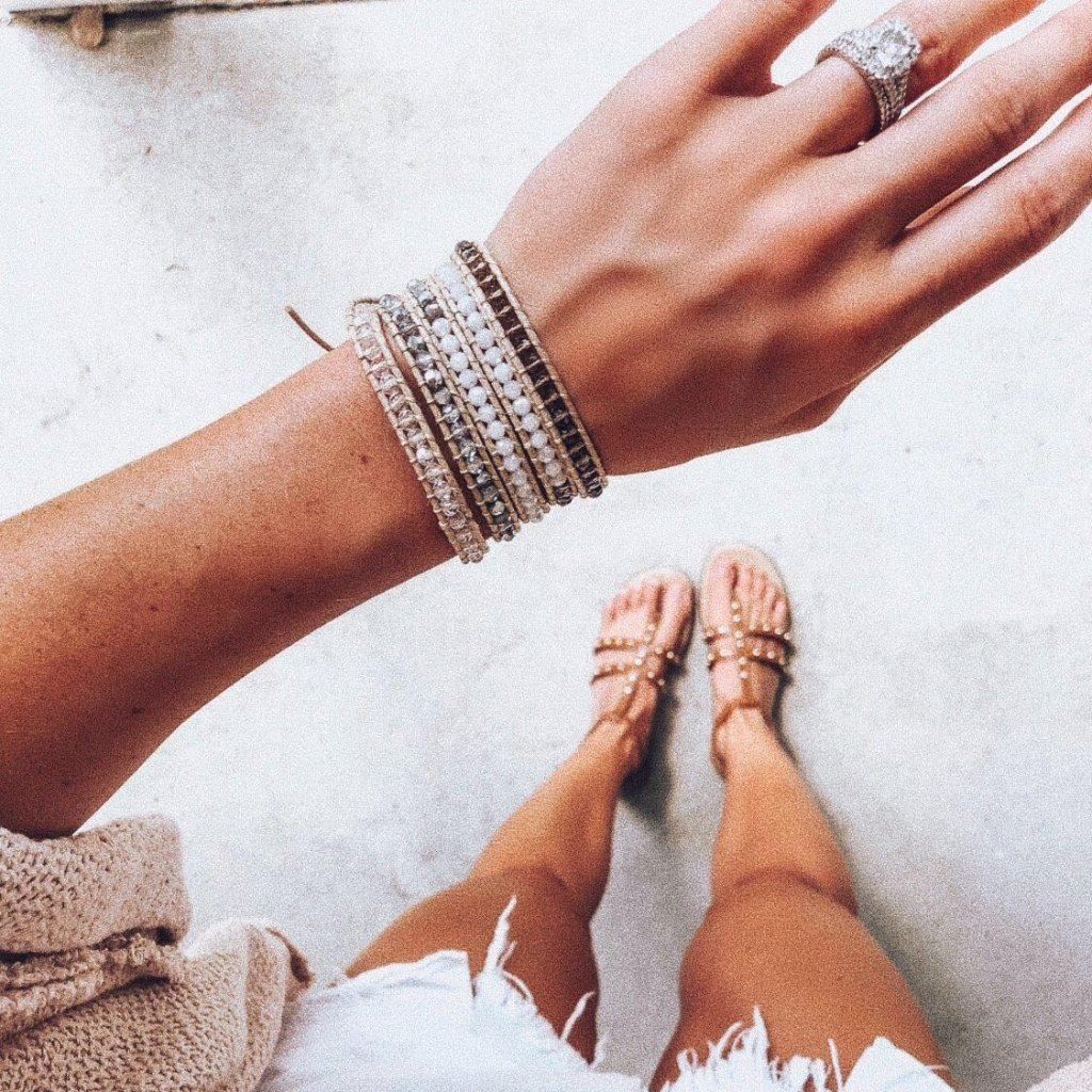 Champagne Crystals and White Jade on Natural - Vegan | Victoria Emerson