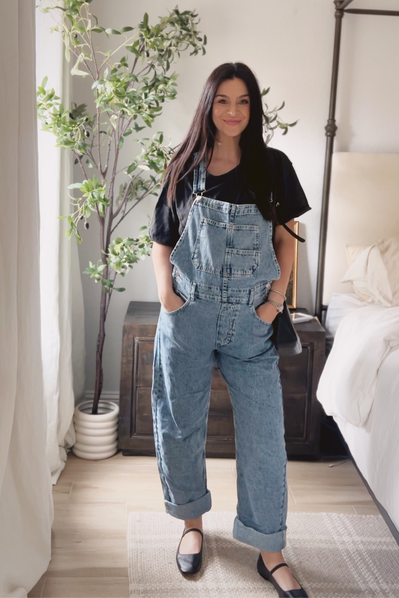Style some ballet flats with your overalls for a more chic look. This is my fav free people tee ever! I have all of the colors. All on Amazon. I sized to a medium in both tee and overalls for the bump! 

#LTKbump #LTKshoecrush #LTKSeasonal