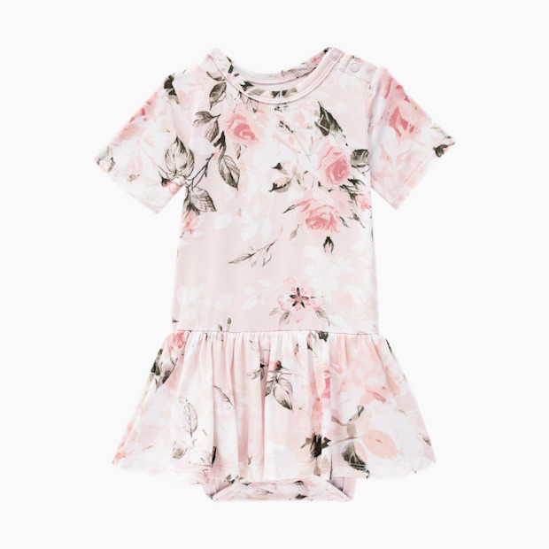 Posh Peanut Short Sleeve Twirl Skirt Bodysuit in Vintage Rose Pink Size 6-12 Months | Viscose | Babylist