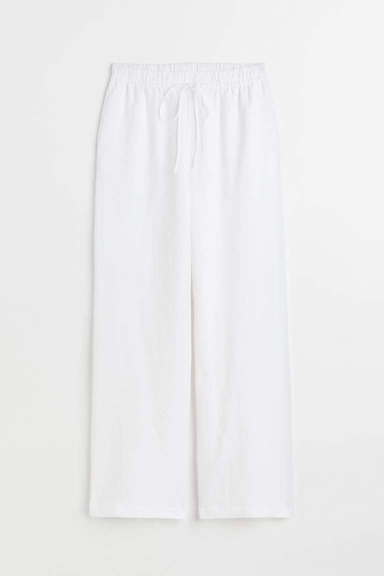 Pantalon large en lin mélangé | H&M (FR & ES & IT)