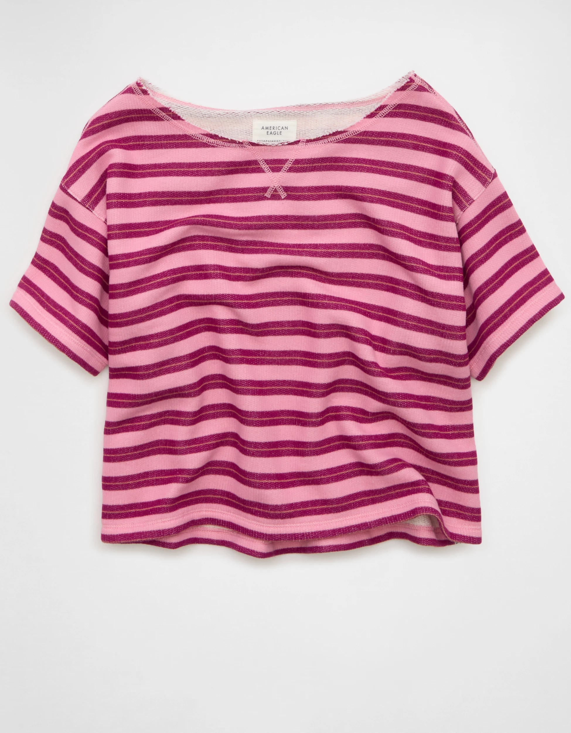 AE Off-the-Shoulder Short-Sleeve Sweatshirt | American Eagle Outfitters (US & CA)