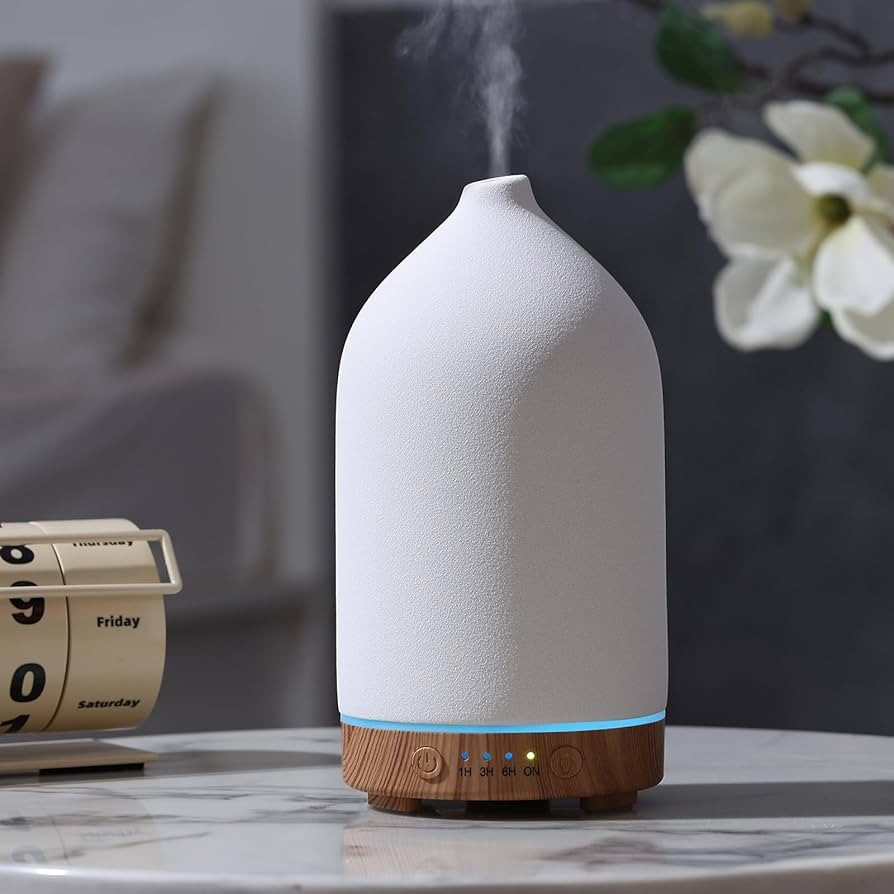 200ML Ceramic Essential Oil Diffuser - Ultrasonic Aromatherapy & Humidifier with 7-Color LED Ligh... | Amazon (US)