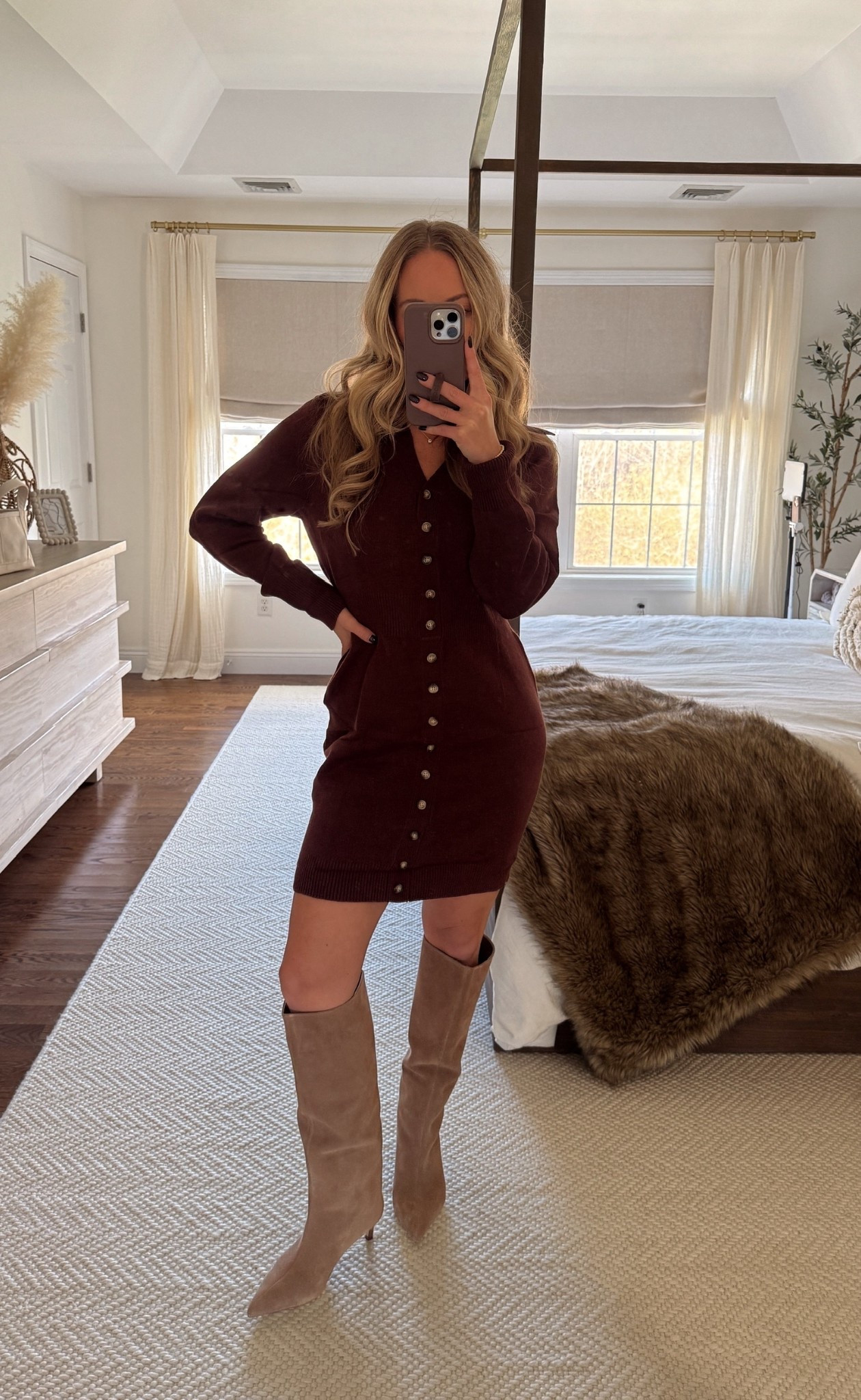Thanksgiving outfit inspo 🤎 Amazon sweater dress (small) & my favorite suede tall boots.

#LTKStyleTip #LTKHoliday #LTKShoeCrush