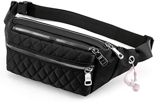 Amazon.com: Voikukka Black Designer Fanny Pack Women Waterproof Fashion Travel Waist Bag Cool Bel... | Amazon (US)