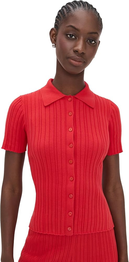 LE BOP Women's Ribbed Button Up | Amazon (US)