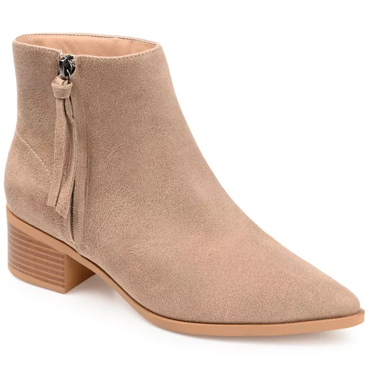 Journee Collection Womens Sadiya Tru Comfort Foam Inside Zip Stacked Heel Booties | Target