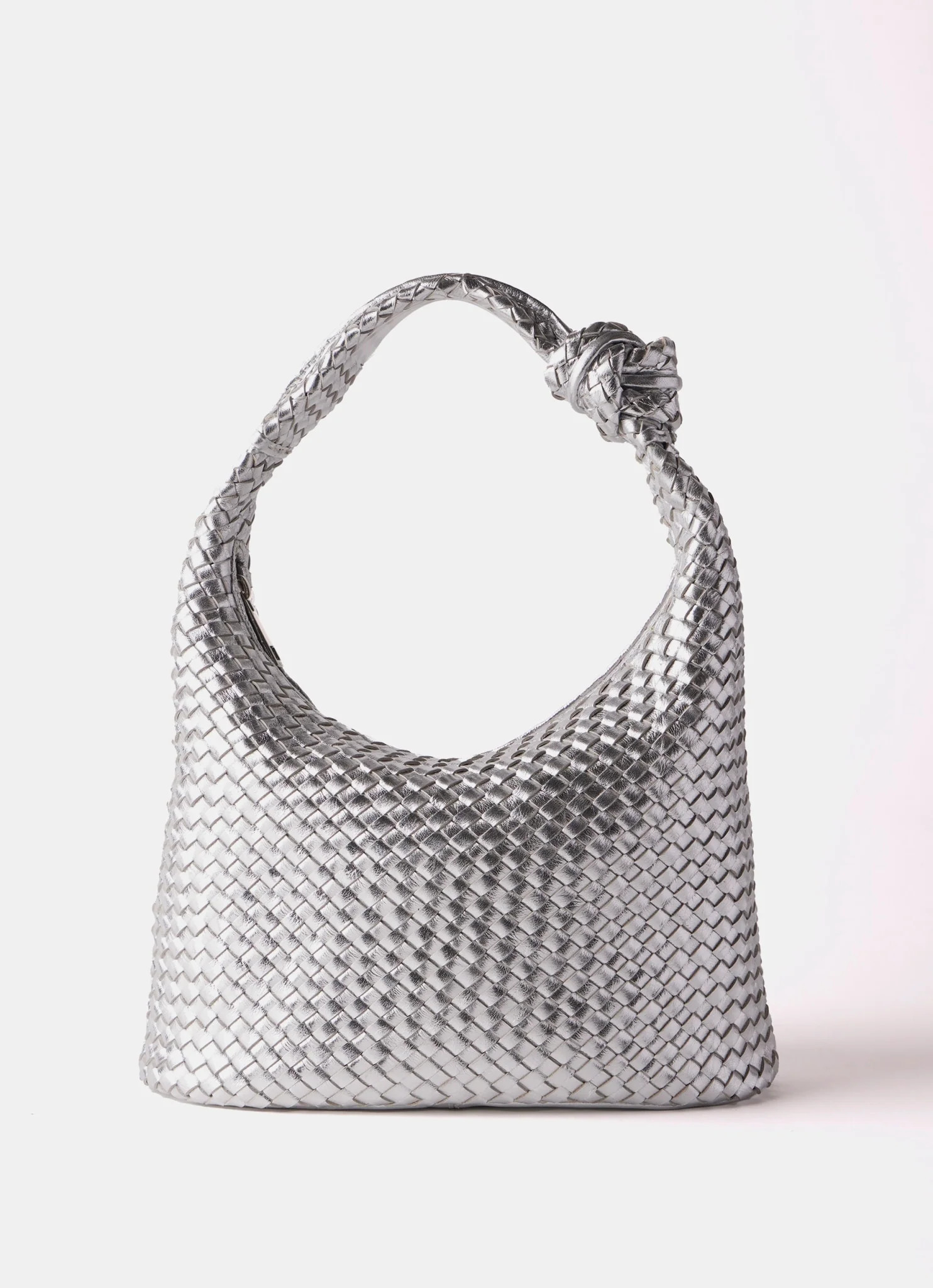 Silver Leather Woven Bag | Mint Velvet