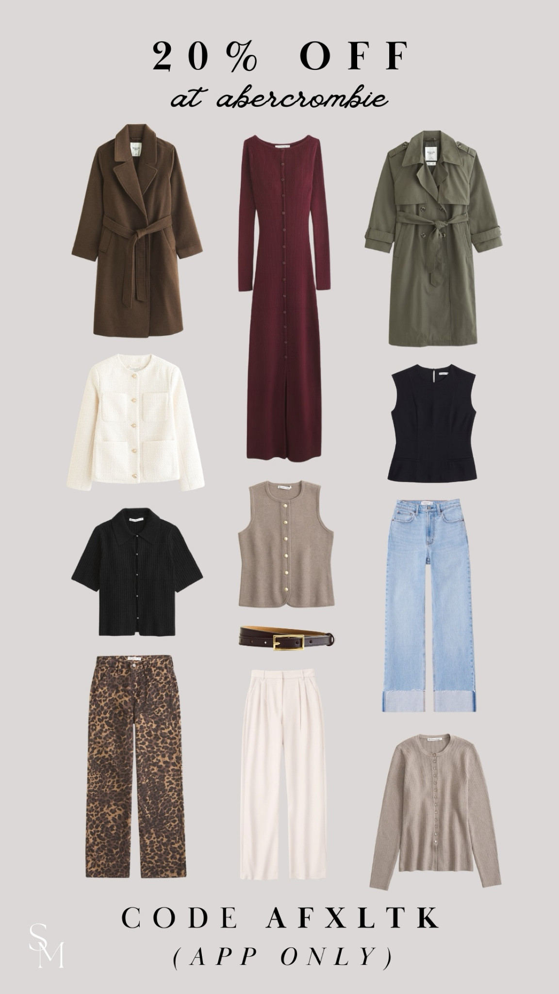 Exclusive Abercrombie x LTK sale for today only! Use code AFXLTK in app orders only and receive 20% off your order - this code is stackable over their current 20% off knitwear and 15% off everything else * lots of autumn wardrobe pieces in here from knitwear to jeans to tailoring and trench coats 🤎

#LTKsale #LTKstyletip #LTKautumn