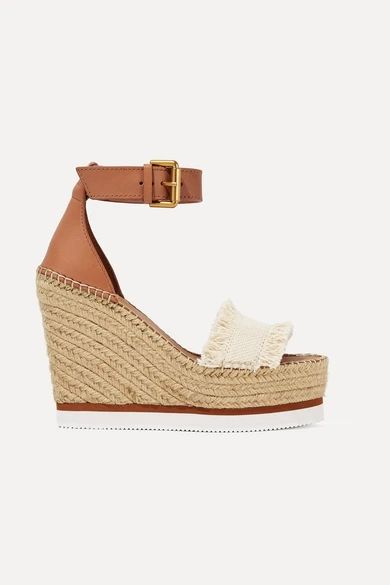 Canvas and leather espadrille wedge sandals | NET-A-PORTER (US)