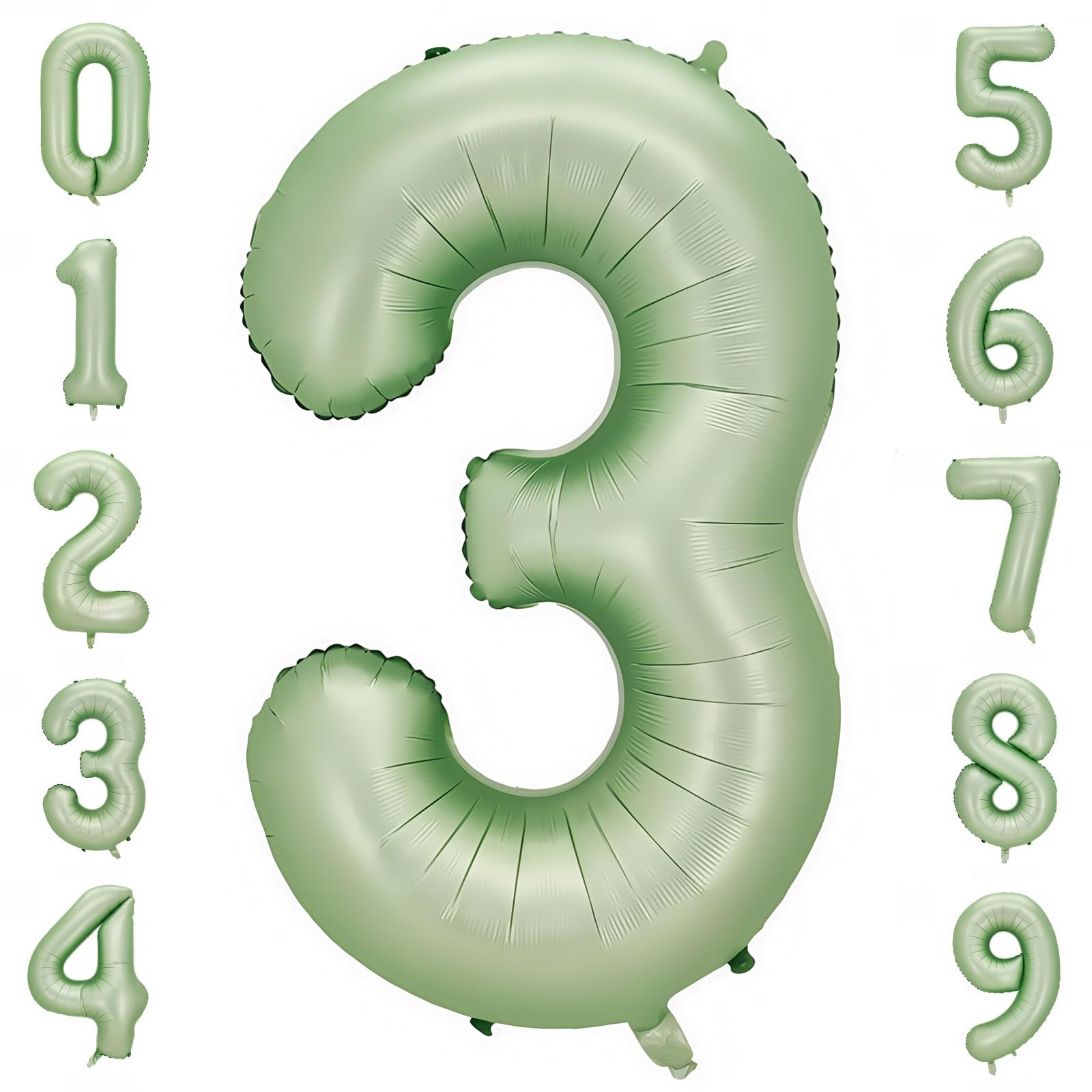 Sage Green 3 Number Balloon,Olive Green 3 Balloons 40 Inch Large Helium Foil Mylar Birthday Ballo... | Amazon (US)