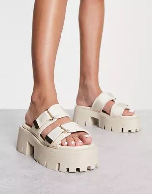 ASOS DESIGN Foster double strap chunky sandal in white | ASOS (Global)