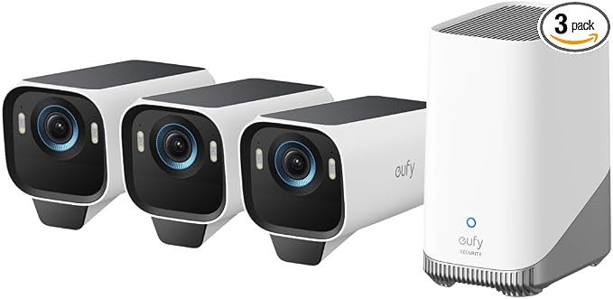 eufy Security eufyCam S3 Pro 3-Cam Kit, Solar Camera Outdoor Wireless, MaxColor Night Vision, 4K ... | Amazon (US)