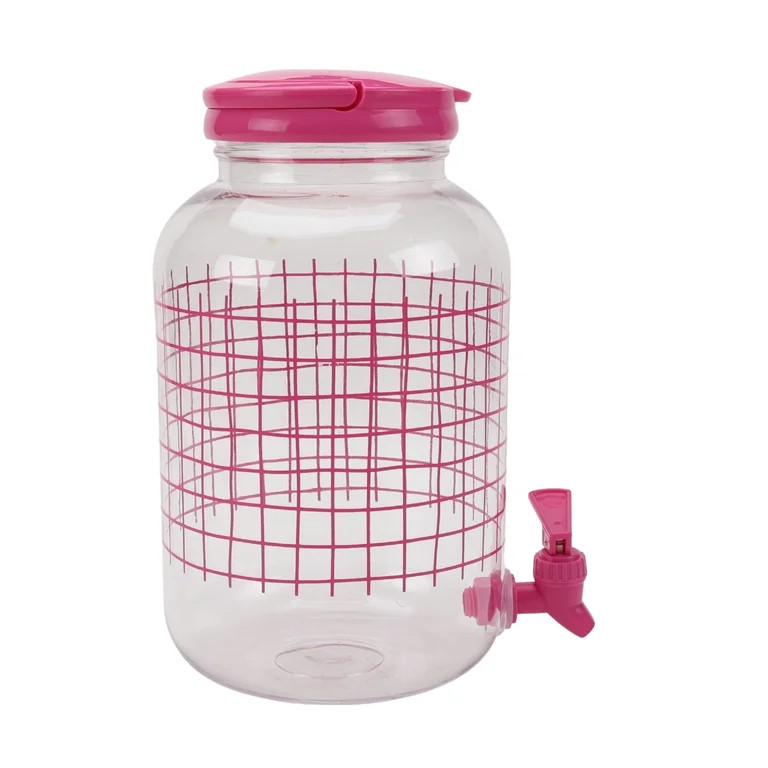 Mainstays 1.2-Gallon Acrylic Grid Beverage Dispenser, Pink | Walmart (US)