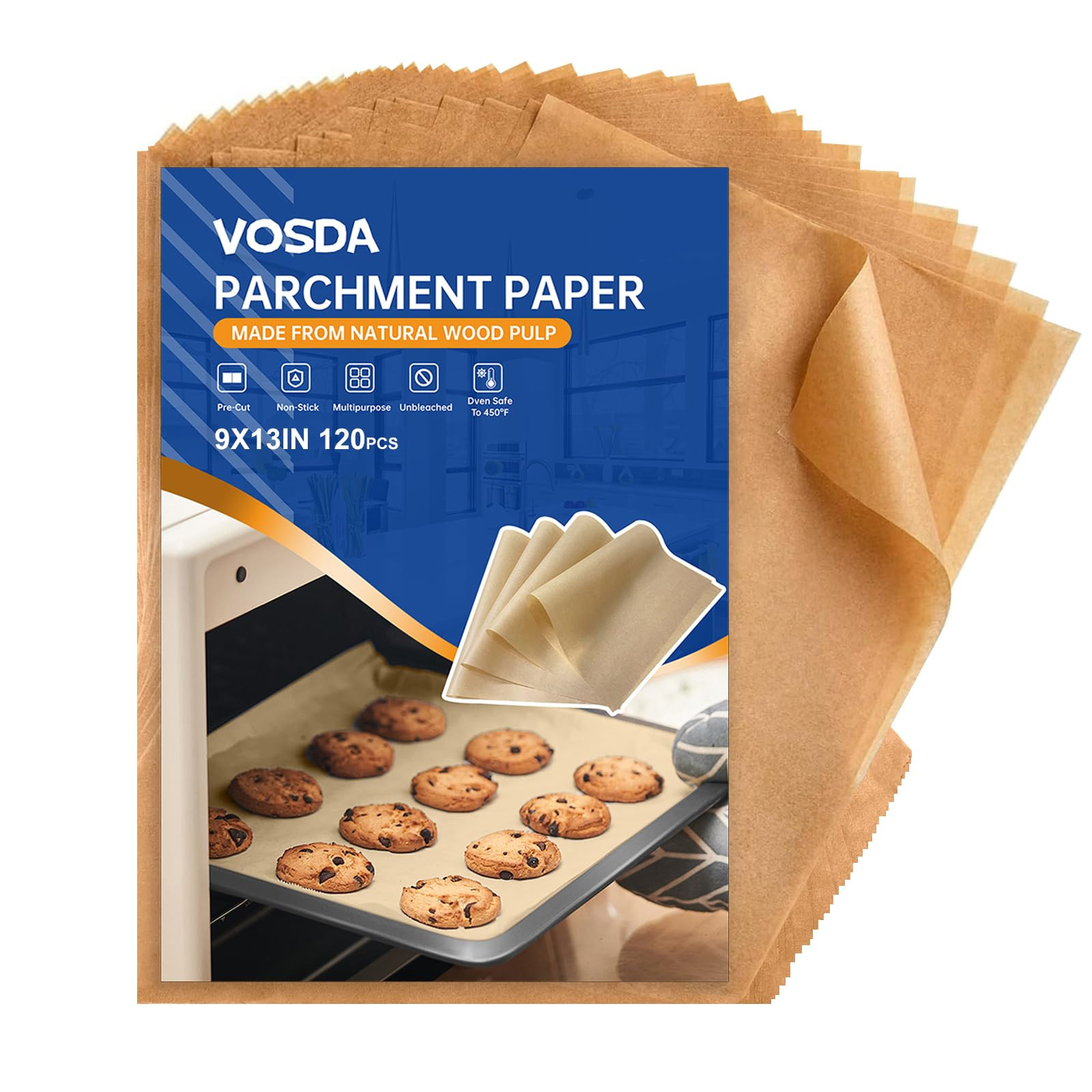 Parchment Paper Sheets for Baking 9-13 IN Precut Non-Stick Parchment Paper Unbleached Baking Shee... | Amazon (US)