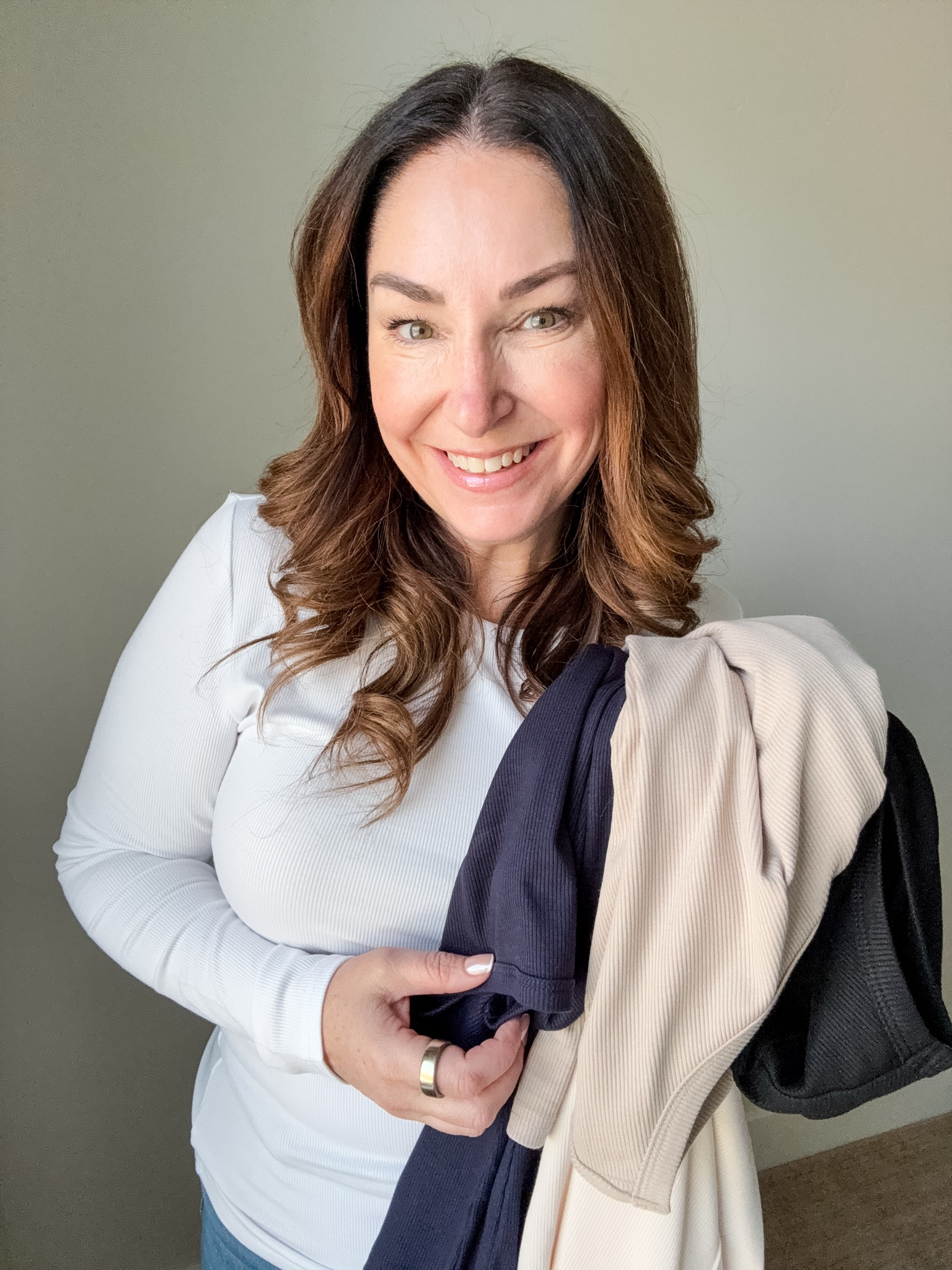 Amazon Layering tee are a closet staple! These are stretchy and come in great neutral colors. Runs true to size, wearing large  

 #LTKOver40 #LTKMidsize