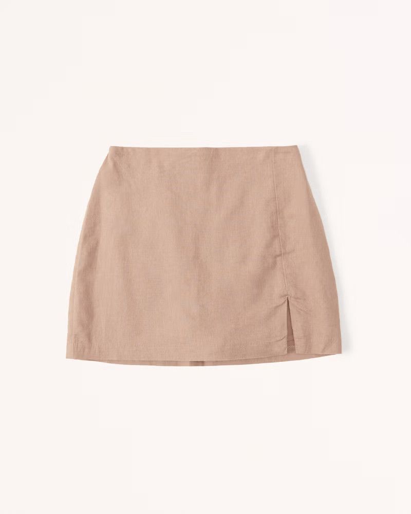 Linen-Blend Mini Skort | Brown Skort | Brown Skirt Skirts | Skirt Outfit | Skirt And Sweater  | Abercrombie & Fitch (US)