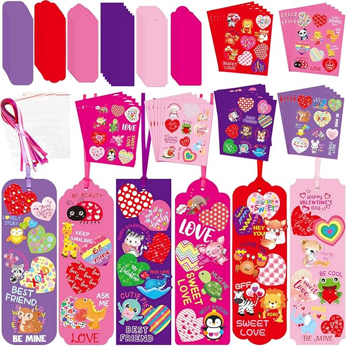Valentines Bookmark Craft Kits Valentine's Day Craft for Kids Classroom Home Fun Activities 30 Pa... | Amazon (US)