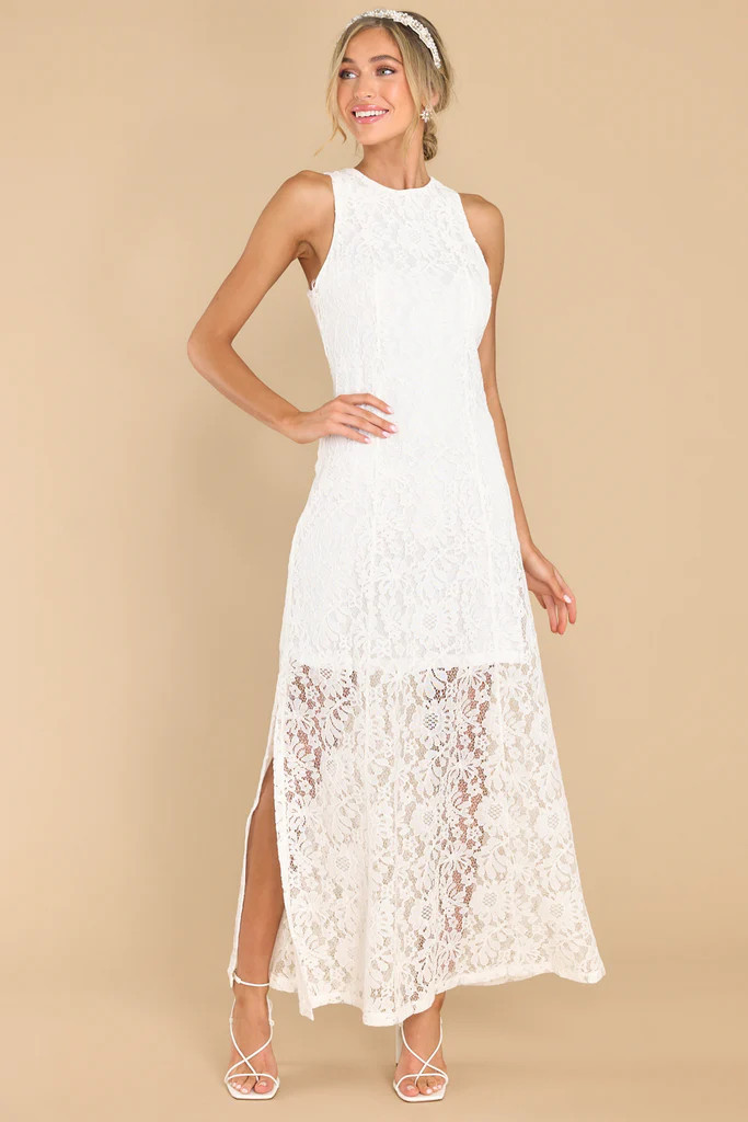 Irresistible Charm White Lace Maxi Dress | Red Dress 