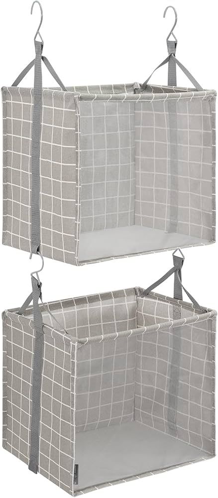 STORAGE MANIAC 2-Shelf Hanging Closet Organizer, Cloth Hanging Closet Shelf, Hanging Closet Baske... | Amazon (US)