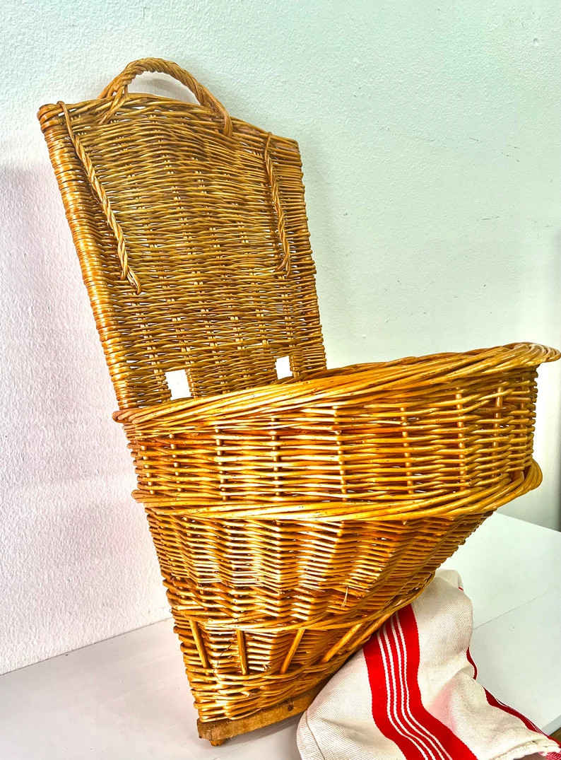 French Grape Harvest Basket, French Xlwicker Hod,french Wicker Flower Basket - Etsy | Etsy (US)