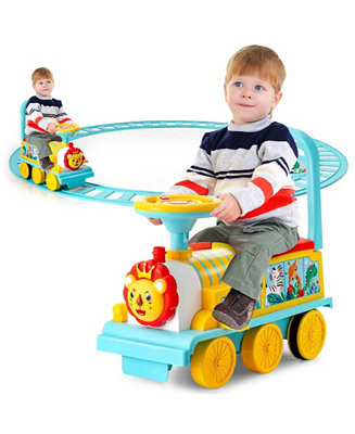 Costway 6V Electric Kids Ride On Train Motorized Train Toy w/ Track & 6 Wheels - Macy's | Macy's