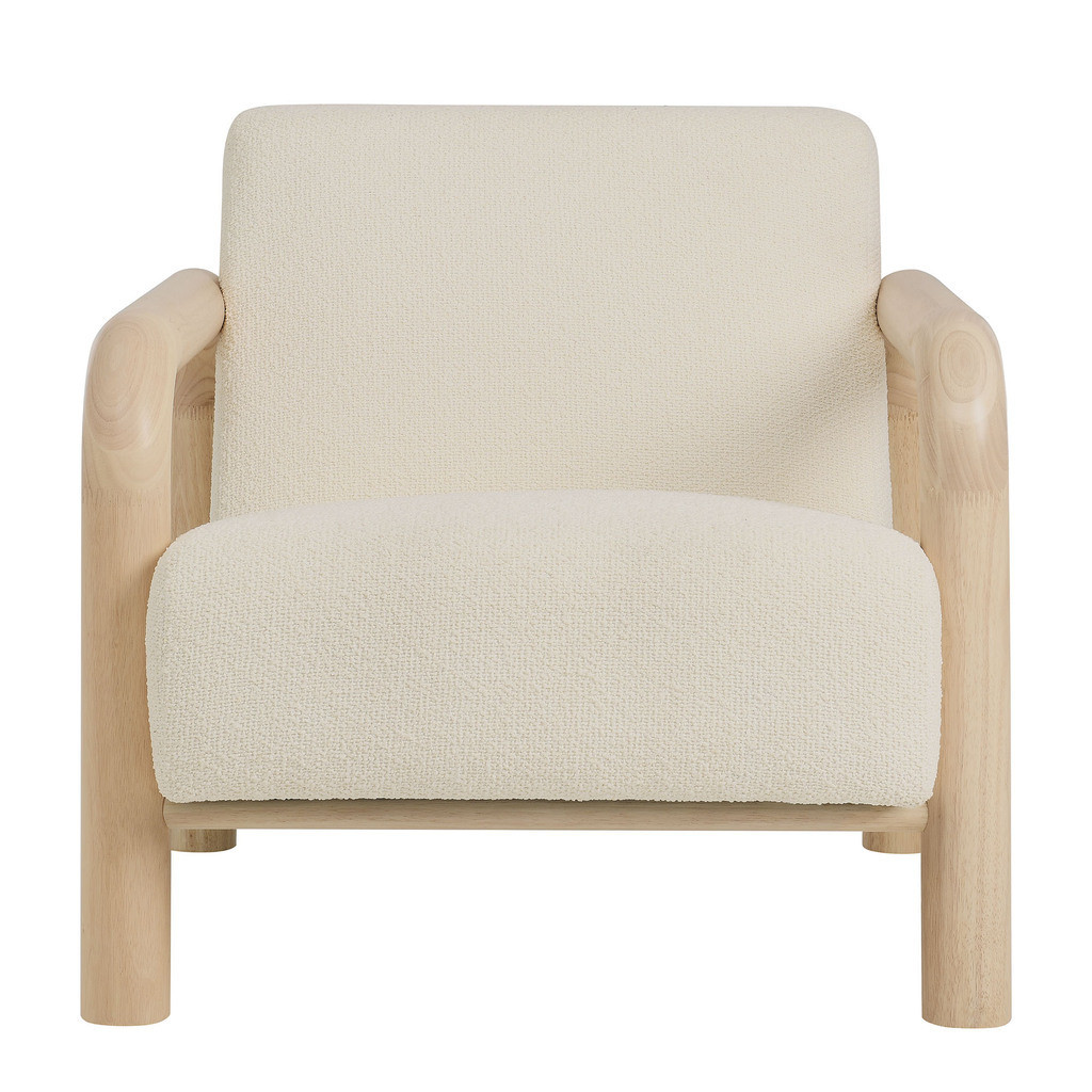 Sereno Boucle Accent Chair In Oak and Cream | 1stopbedrooms