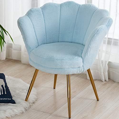 Living Room Chairs,Furry Makeup Vanity Chair with Back Arm Modern Bedroom Accent Chair Cute Comfy... | Amazon (US)