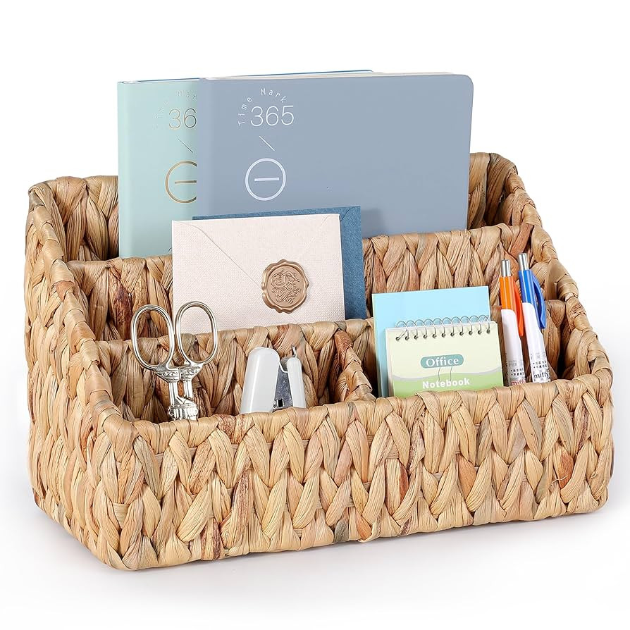 Natural Farmhouse Desk Organizers and Storage, Large Countertop Mail Holder, Tabletop Organizer (... | Amazon (US)