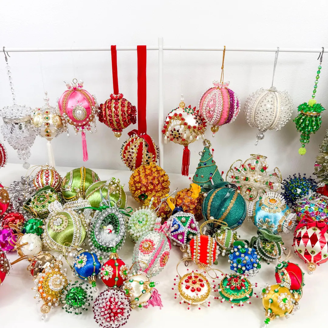 Vintage Handmade Pushpin Sequin & Beaded Christmas Ornaments, Sold Individually - Etsy | Etsy (US)