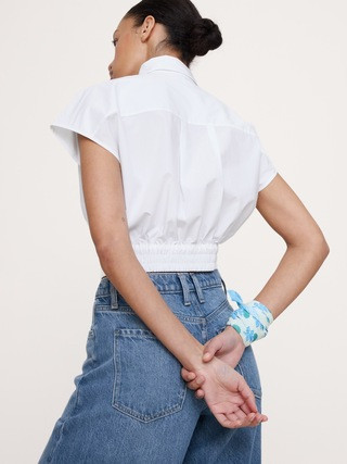 Cotton Poplin Super-Cropped Shirt | Banana Republic (US)
