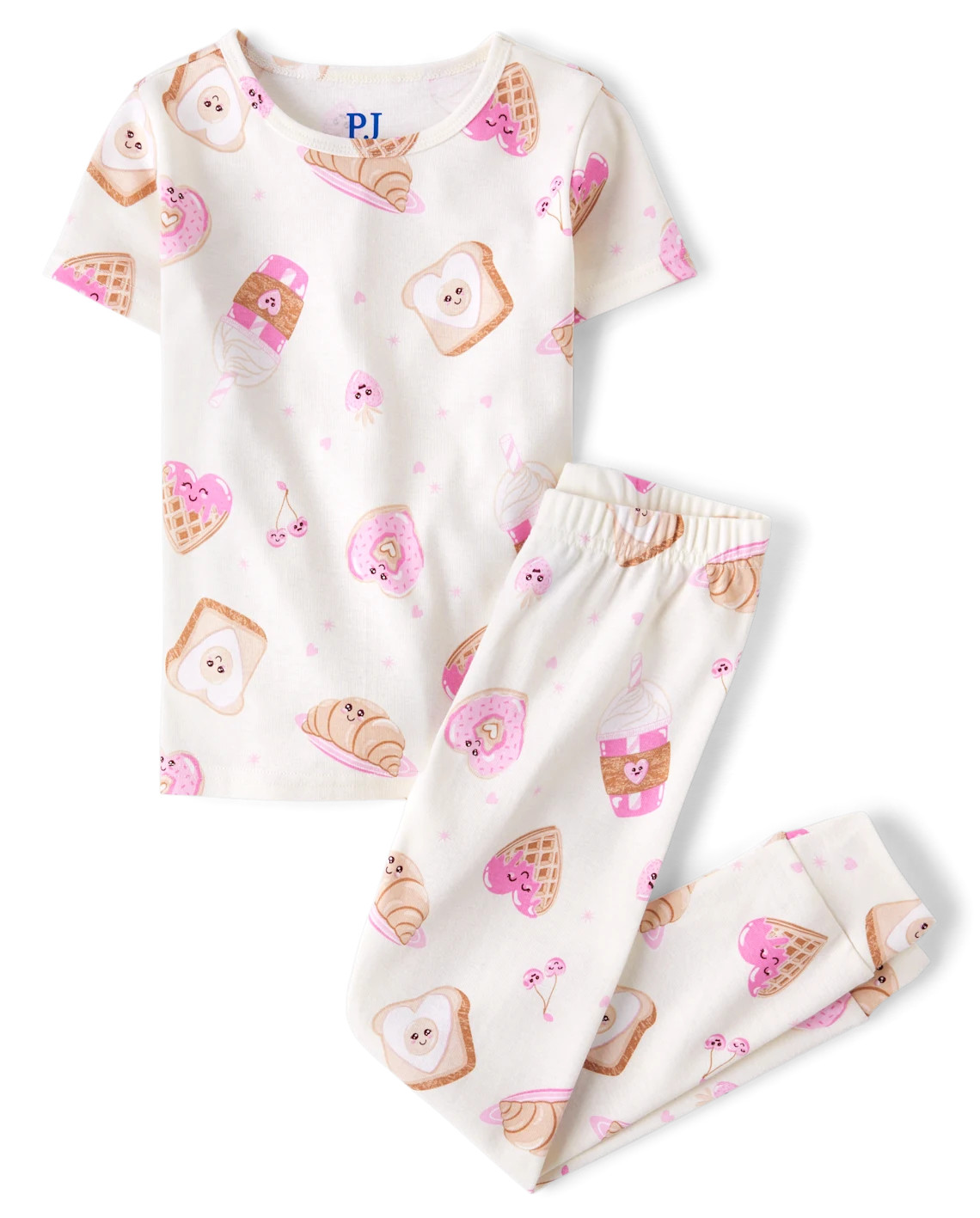 Girls Breakfast Hearts Snug Fit Cotton Pajamas - white | The Children's Place