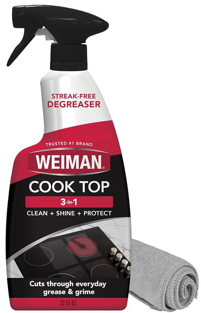 Weiman Daily Cooktop Cleaner with Microfiber Cloth Included for Glass Ceramic and Induction Cook ... | Amazon (US)