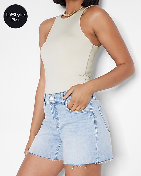 Body Contour Double Layer High Neck Thong Bodysuit | Express