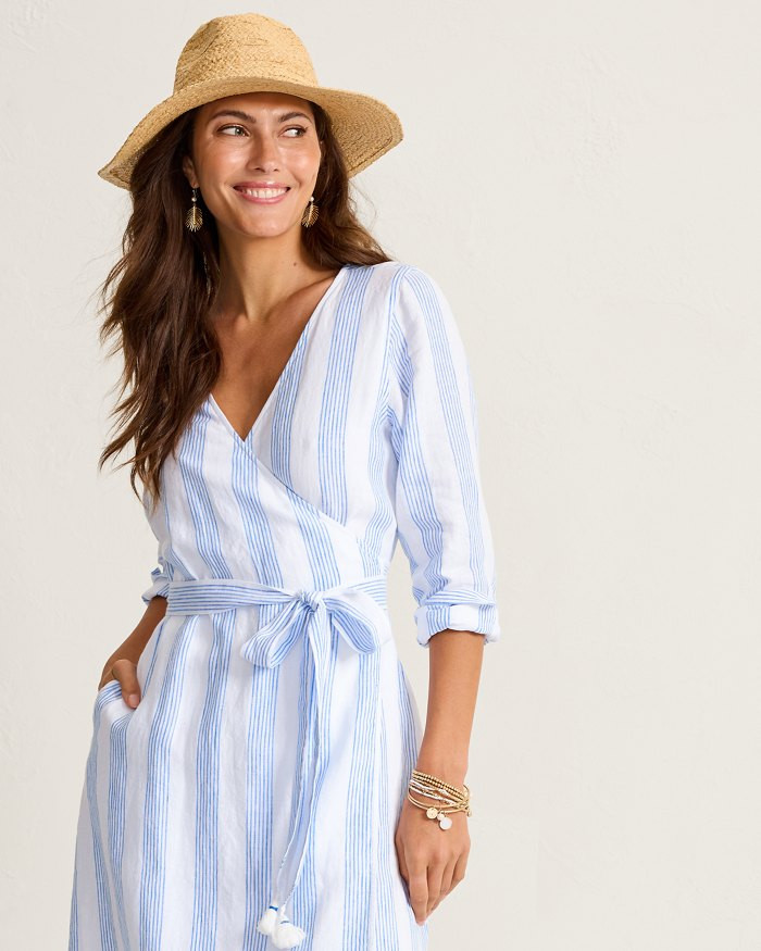 Coastalina Linen Bayside Isle Wrap Dress | Tommy Bahama