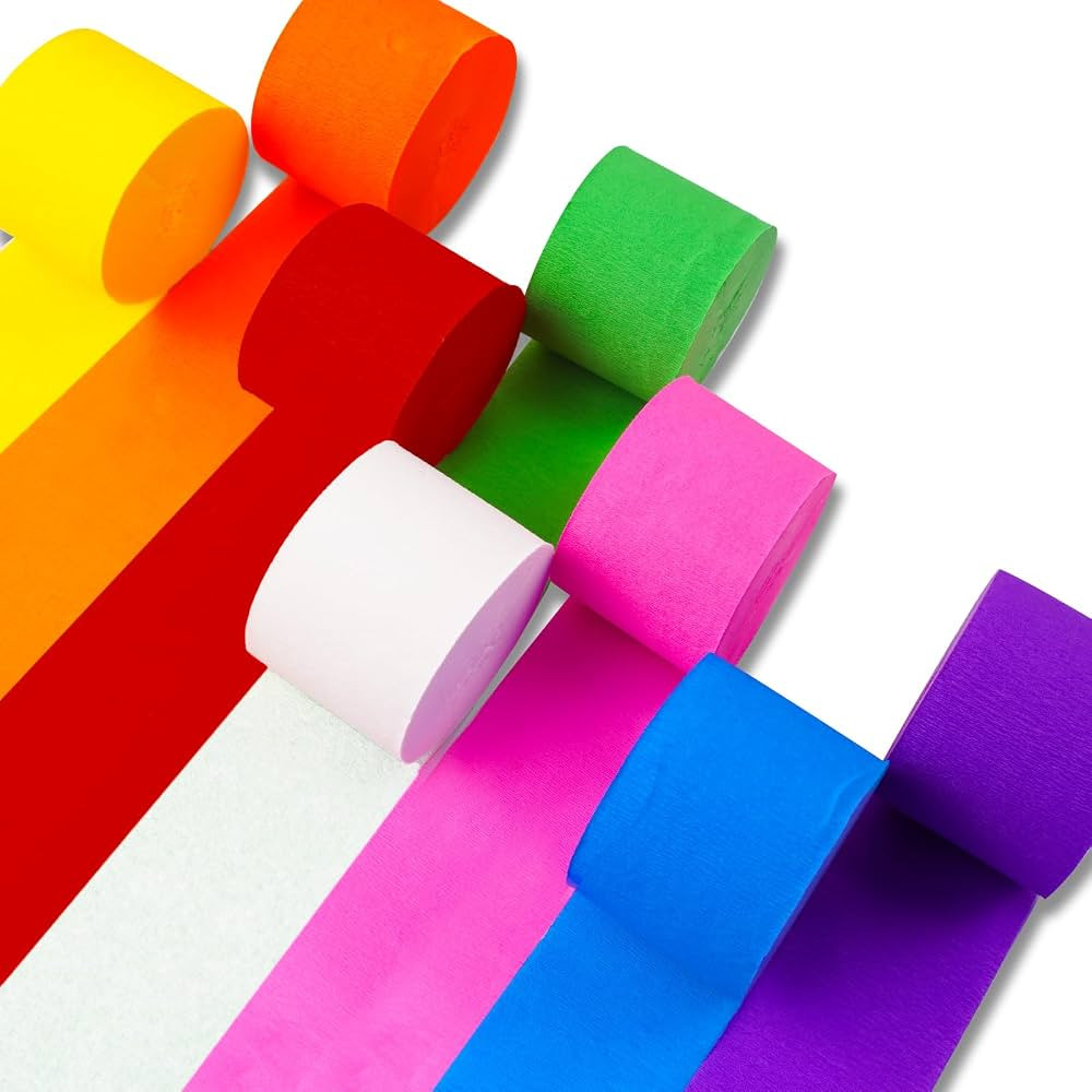 PartyWoo Crepe Paper Streamers 8pcs 656ft Pack of Rainbow Colorful Crepe Paper Streamers for Grad... | Amazon (US)