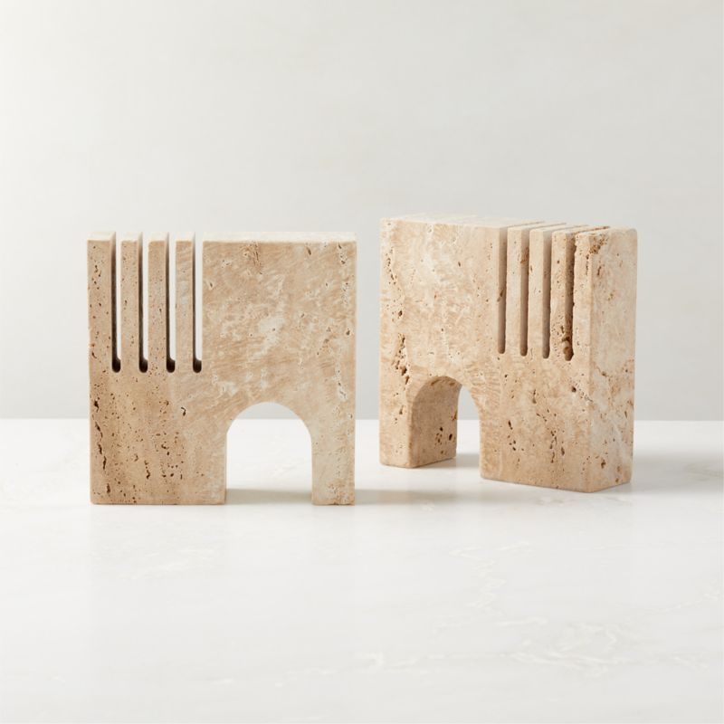 Cojo Travertine Bookends Set of 2 + Reviews | CB2 | CB2