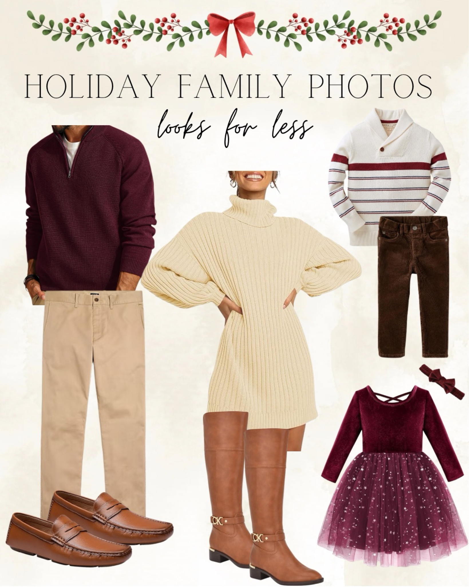 Get these holiday family photo looks for less. Each item is under $100! 
•
#kristieincarolina #liketkit #style #shopthepost 
#rewardstylebloggers #LTKseasonal
#rewardstylebloggers #holidayoutfits #holidayphoto #christmascard #outfitinspo #familyphotos #sweaterweather #LTKbaby

#LTKFindsUnder100 #LTKFamily #LTKHoliday