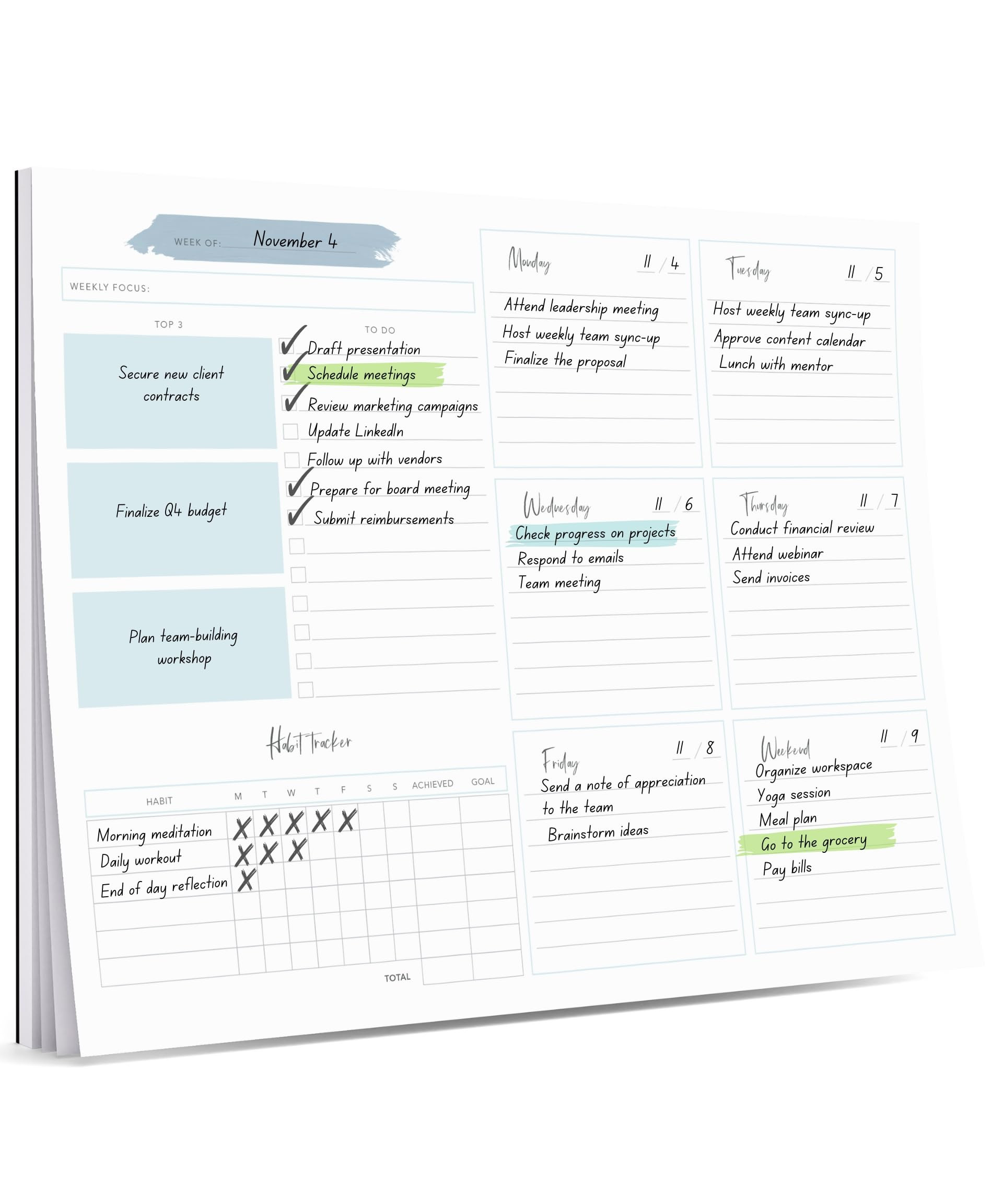 Lamare Weekly Planner Notepad – Premium Undated Weekly To Do List Notepad for School, Home & Of... | Amazon (US)