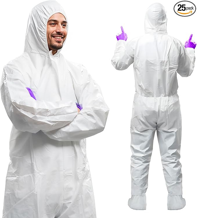 AMZ Medical Supply White Disposable Coveralls with Hood & Boots, Small. Pack of 25 Microporous La... | Amazon (US)