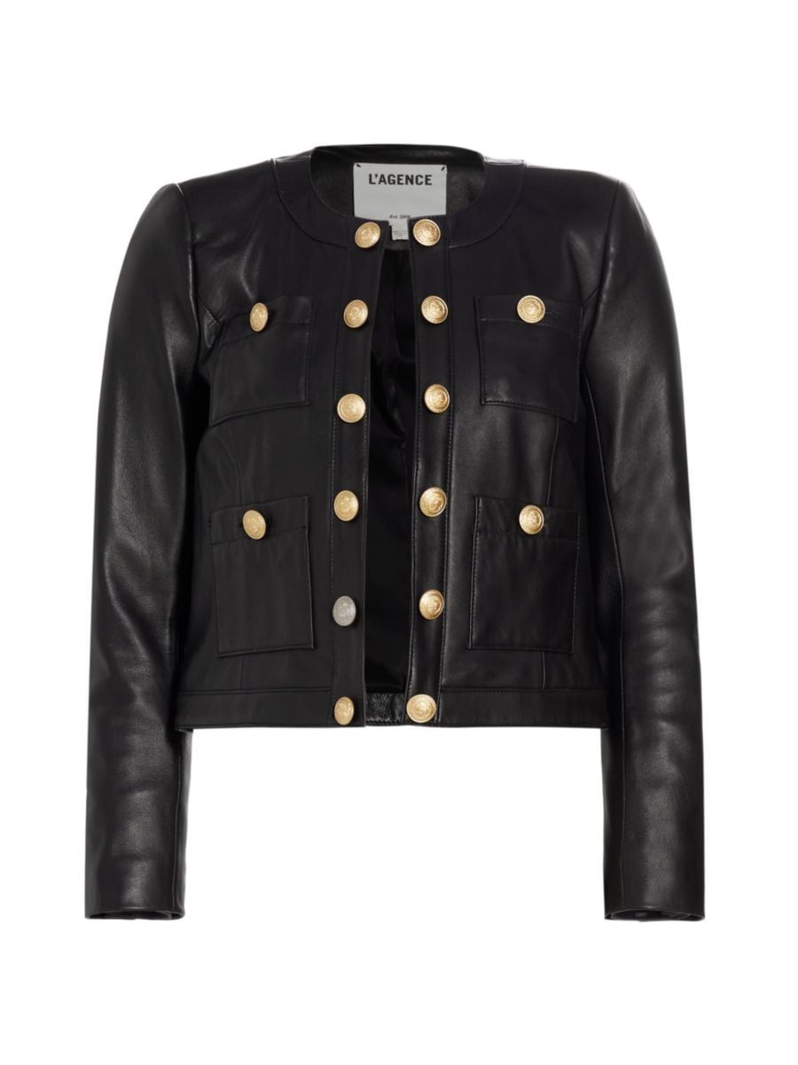 Jayde Collarless Leather Jacket | Saks Fifth Avenue