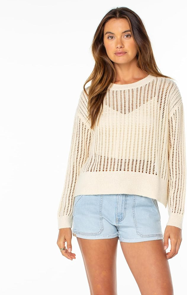 Roxy Womens Flipside Sweater, Summer Breezy Knit Long Sleeve Boho Top Beach Cover Up | Amazon (US)