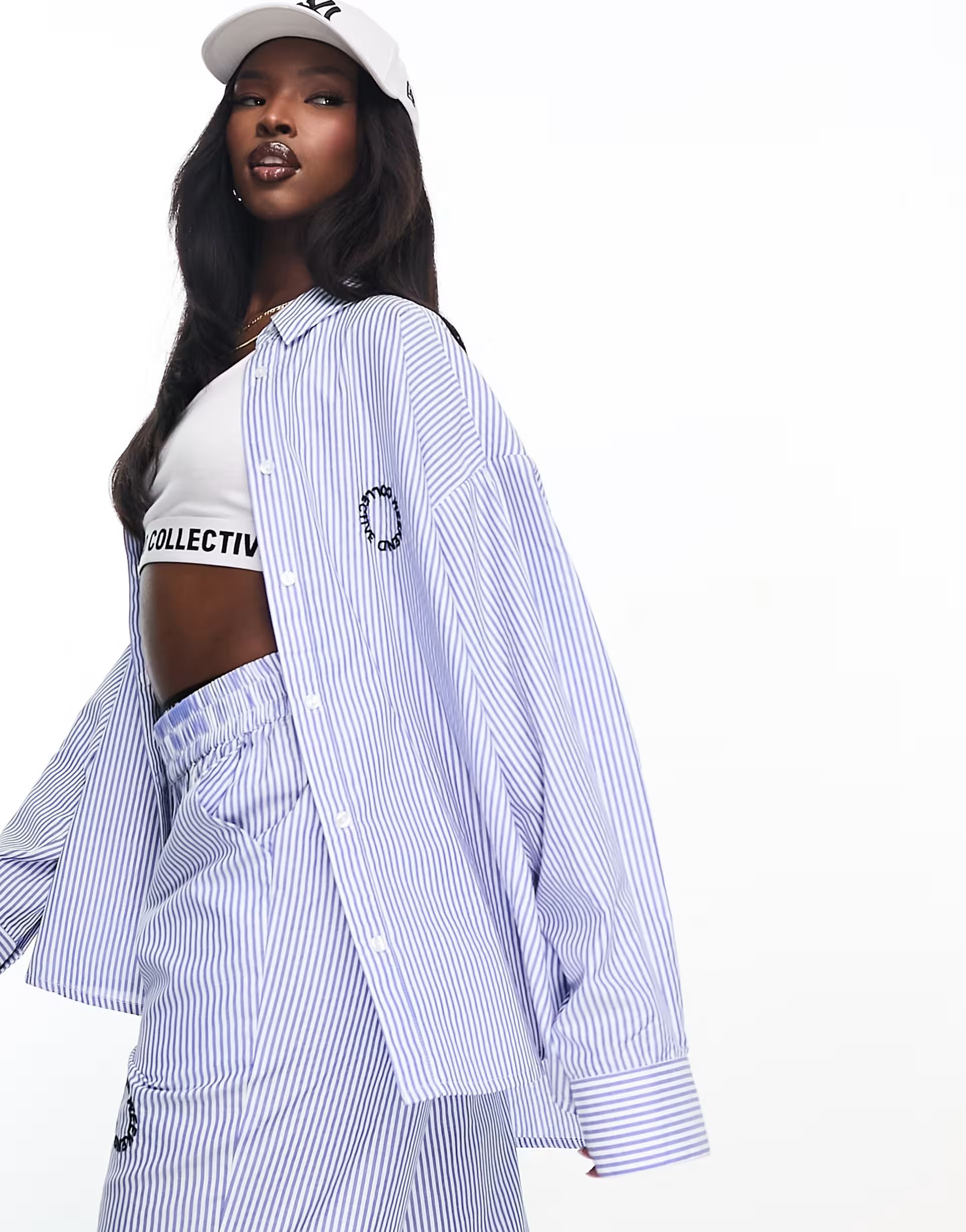 ASOS Weekend Collective co-ord oversized stripe shirt in blue and white | ASOS (Global)