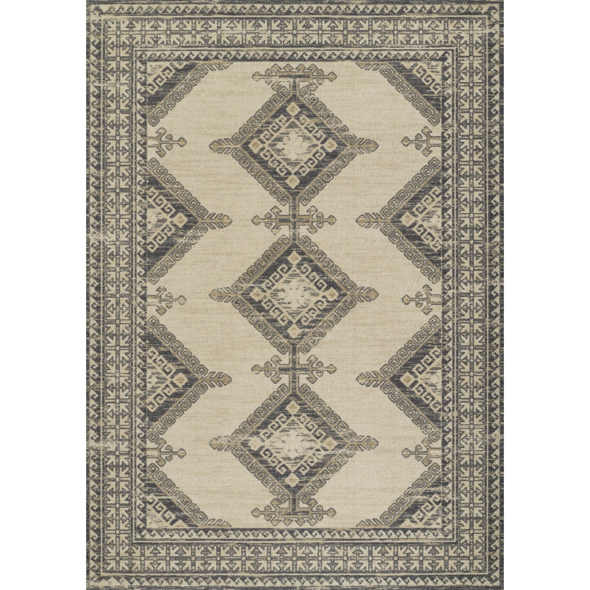 Momeni Anatolia Wool and Nylon Medallion Charcoal Area Rug 6'6" X 9' | Walmart (US)
