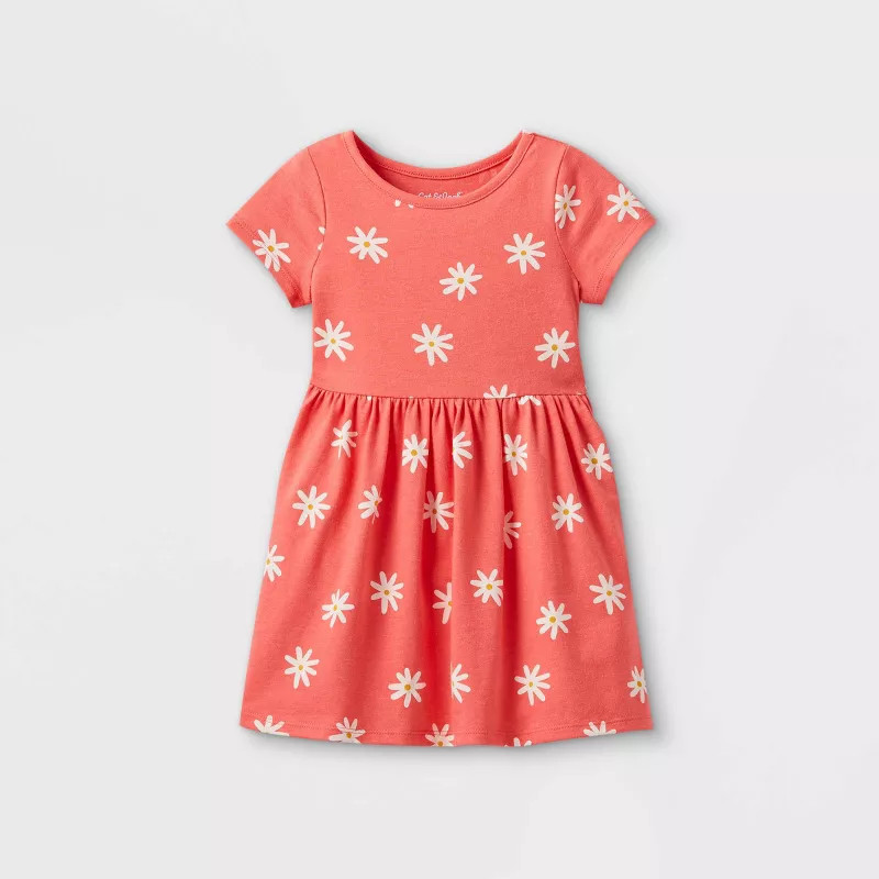 Toddler Girls' Printed Knit Short Sleeve Dress - Cat & Jack™ | Target