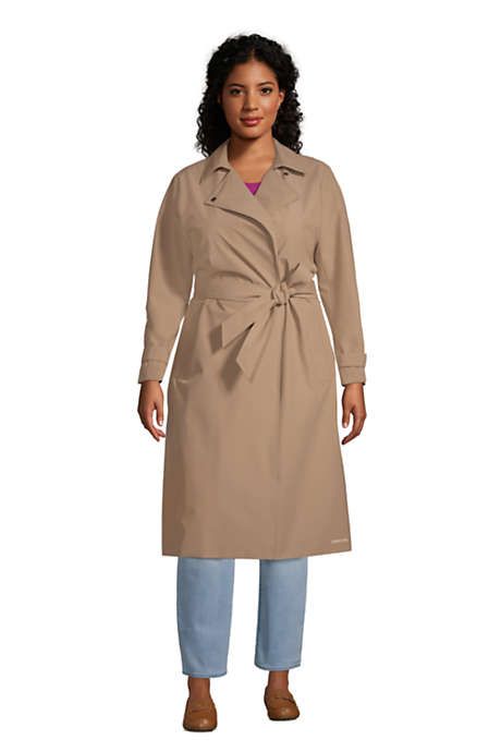 Women's Plus Size Water Resistant Modern Trench Coat | Lands' End (US)