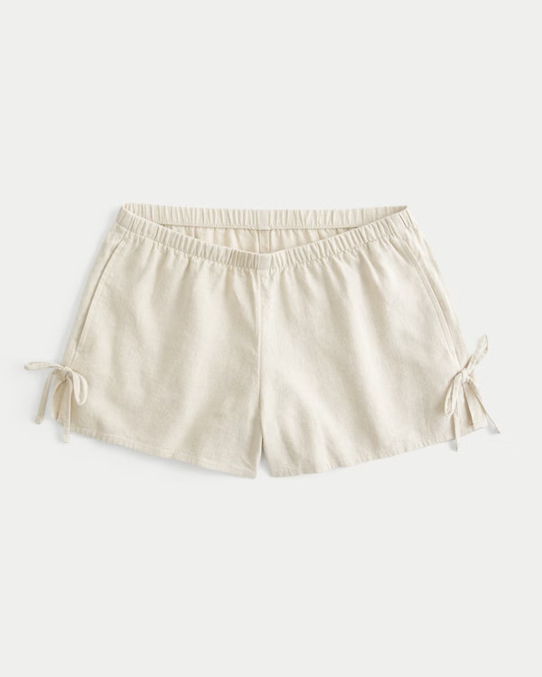 Linen-Blend Side Bow Soft Shorts | Hollister (US)