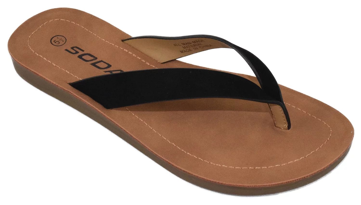 Soda Shoes Women Flip Flops Basic Plain Slippers Thongs Sandals Strap Casual Beach ELLA-S Black 7... | Walmart (US)