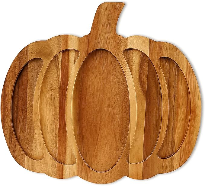 Wood Pumpkin Decor Platter Halloween Charcuterie Boards Fall Serving Dishes | Amazon (US)