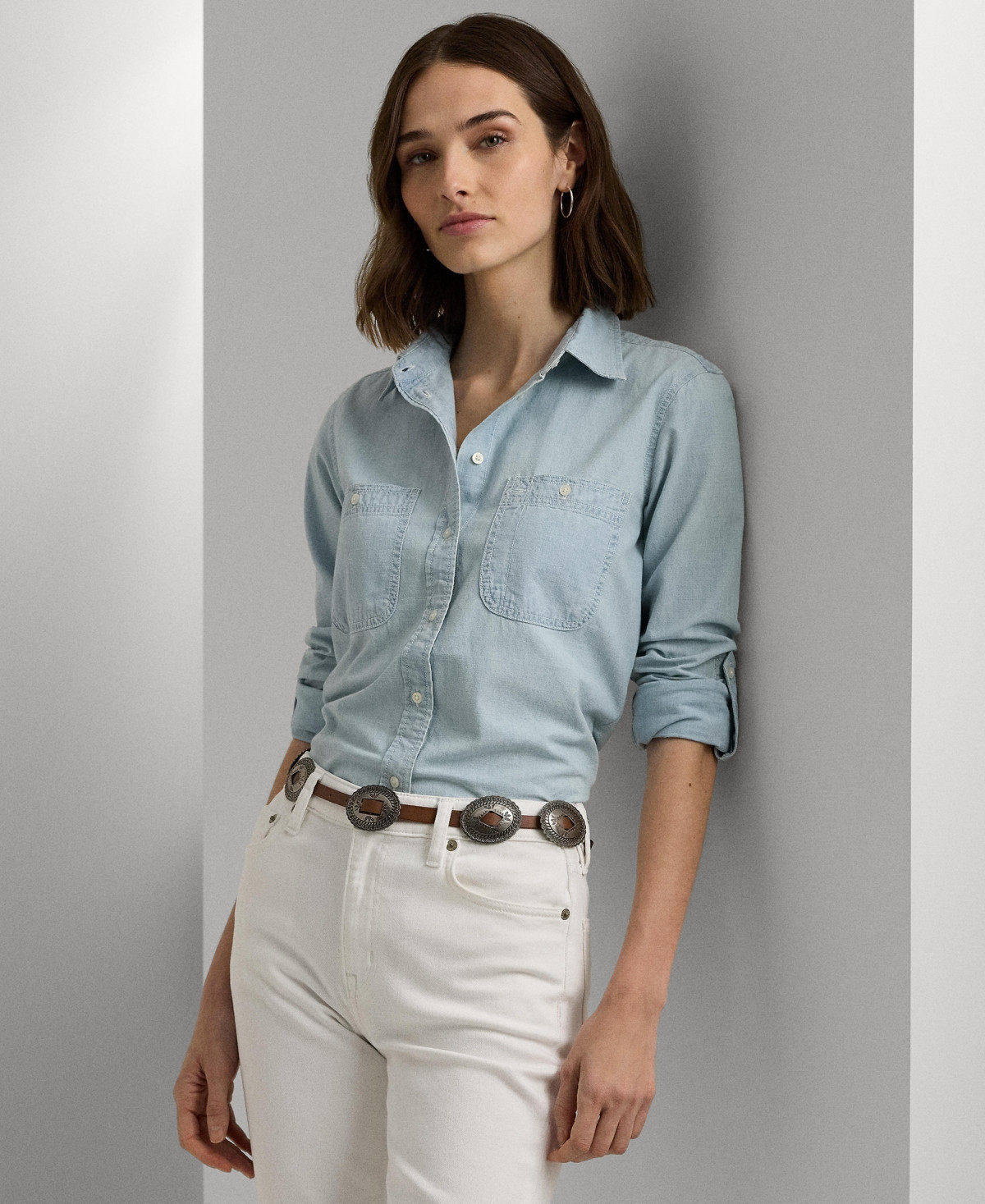 Lauren Ralph Lauren Cotton Chambray Shirt - Chambray | Macy's